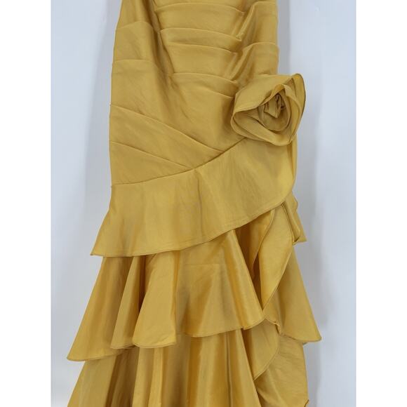 NWT Tony Bowls Le Gala Vintage Dress Womens 6 Gold Tiered Ruffles Sequin Gown - Picture 11 of 16